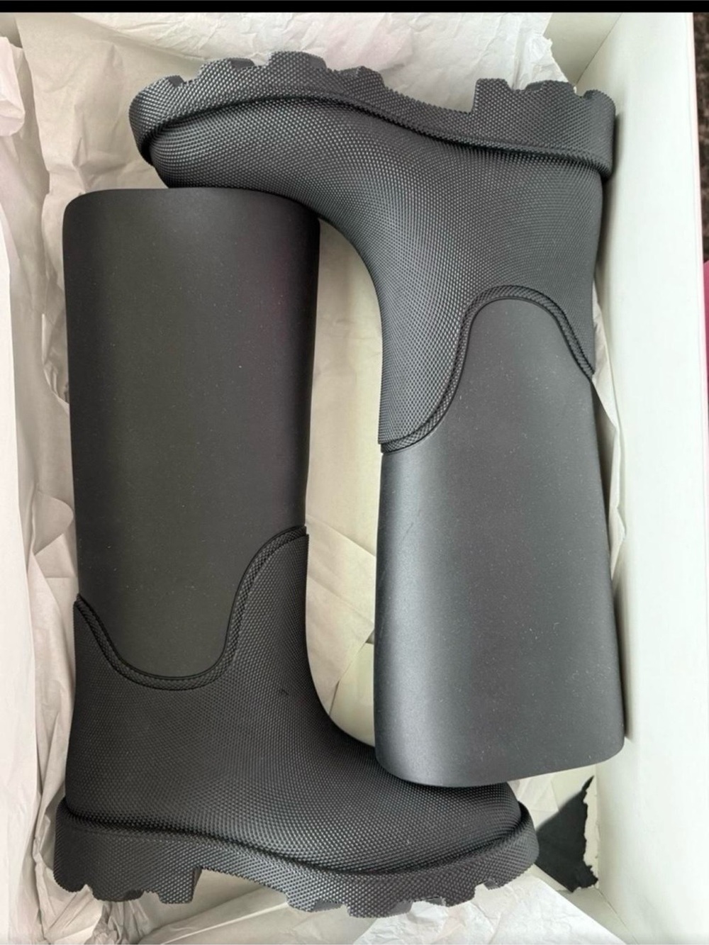 Burberry Matte Black Tall Rubber Rain Boots